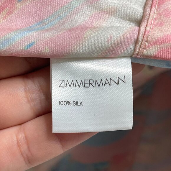 Zimmermann Women's Pastel Marble Pink Blue Zip Up 100% Silk Corset Size 1 / 6 US - Picture 4 of 8